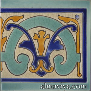 Art Nouveau cuerda seca tile