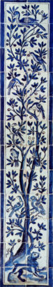 azulejo from Portugal, blue and white tile panel Portuguese azulejo blue and white ceramic tile mural
