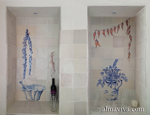 Ref. CD14 - Tiled kitchen with trompe l’œil painted azulejos